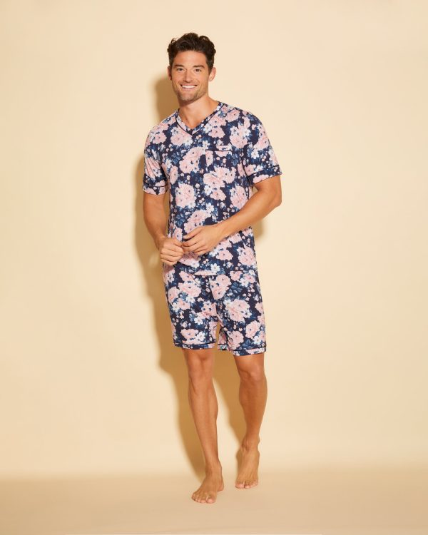 Conjunto De Pijama Para Hombre Con Camisa De Manga Corta Y Pantalones Cortos on Sale