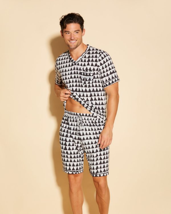 Men s Short Sleeve Top & Shorts Pajama Set For Cheap - Image 3