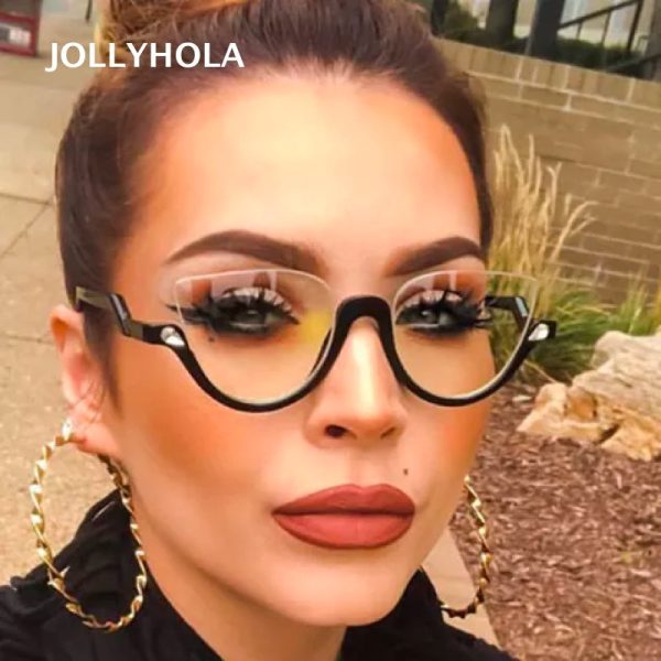 Transparent Cat Eye Prescription Glasses Frame Eyewear Glasses Optical Spectacle Diamond Clear Lens Eyeglasses Supply