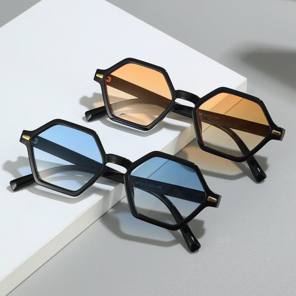 American retro multilateral small frame sunglasses, simple decorative selfie glasses, the same sunshade sunglasses for overseas live broadcasts Fashion - Image 4
