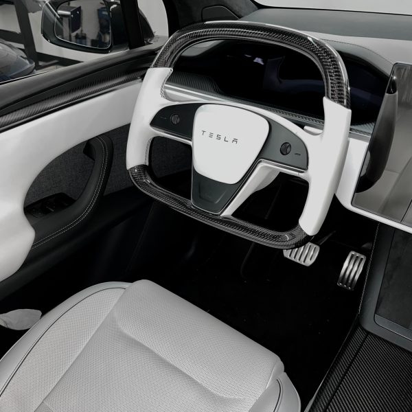 2021-2023 | Model S & X Yoke D-Round Steering Wheel - Real Molded Carbon Fiber Online - Image 4