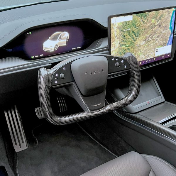 2021-2023 | Model S & X Yoke Heated Steering Wheel - Real Molded Carbon Fiber Sale - Image 3