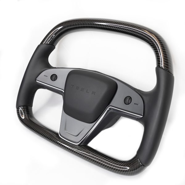 2021-2023 | Model S & X Yoke D-Round Steering Wheel - Real Molded Carbon Fiber Online - Image 2