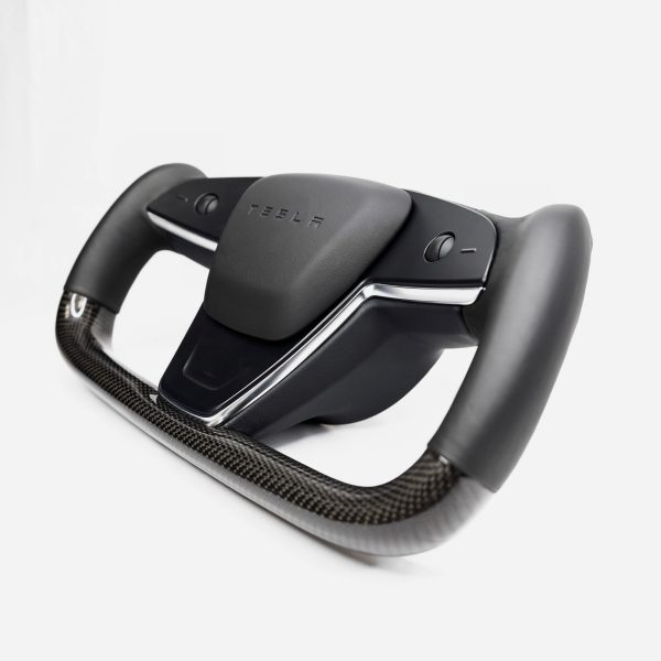 2021-2023 | Model S & X Yoke Heated Steering Wheel - Real Molded Carbon Fiber Sale - Image 4
