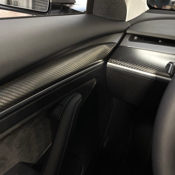2021+ | Model 3 & Y Front Door Replacement Dashboard Extension Panels - Real Molded Carbon Fiber Cheap - Image 4